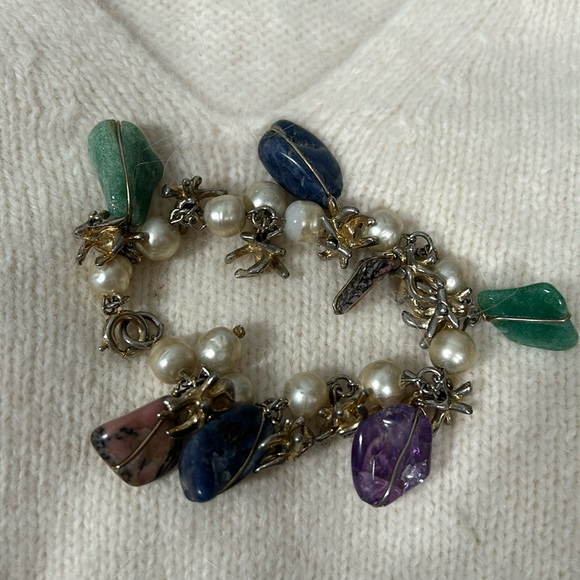Pearl and Gemstone Bracelet charm 7” - Picture 1 of 8